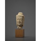 A RARE SANDSTONE HEAD OF BUDDHA, NORTHERN WEI DYNASTY, 5TH-6TH CENTURY