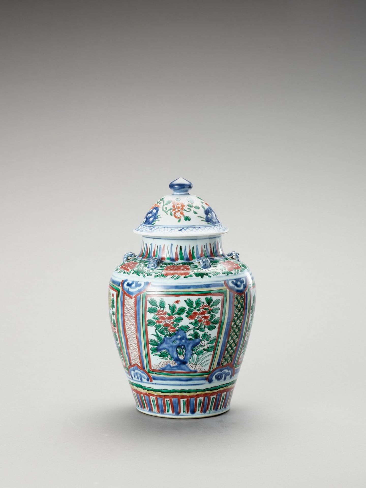 A LARGE WUCAI JAR AND COVER