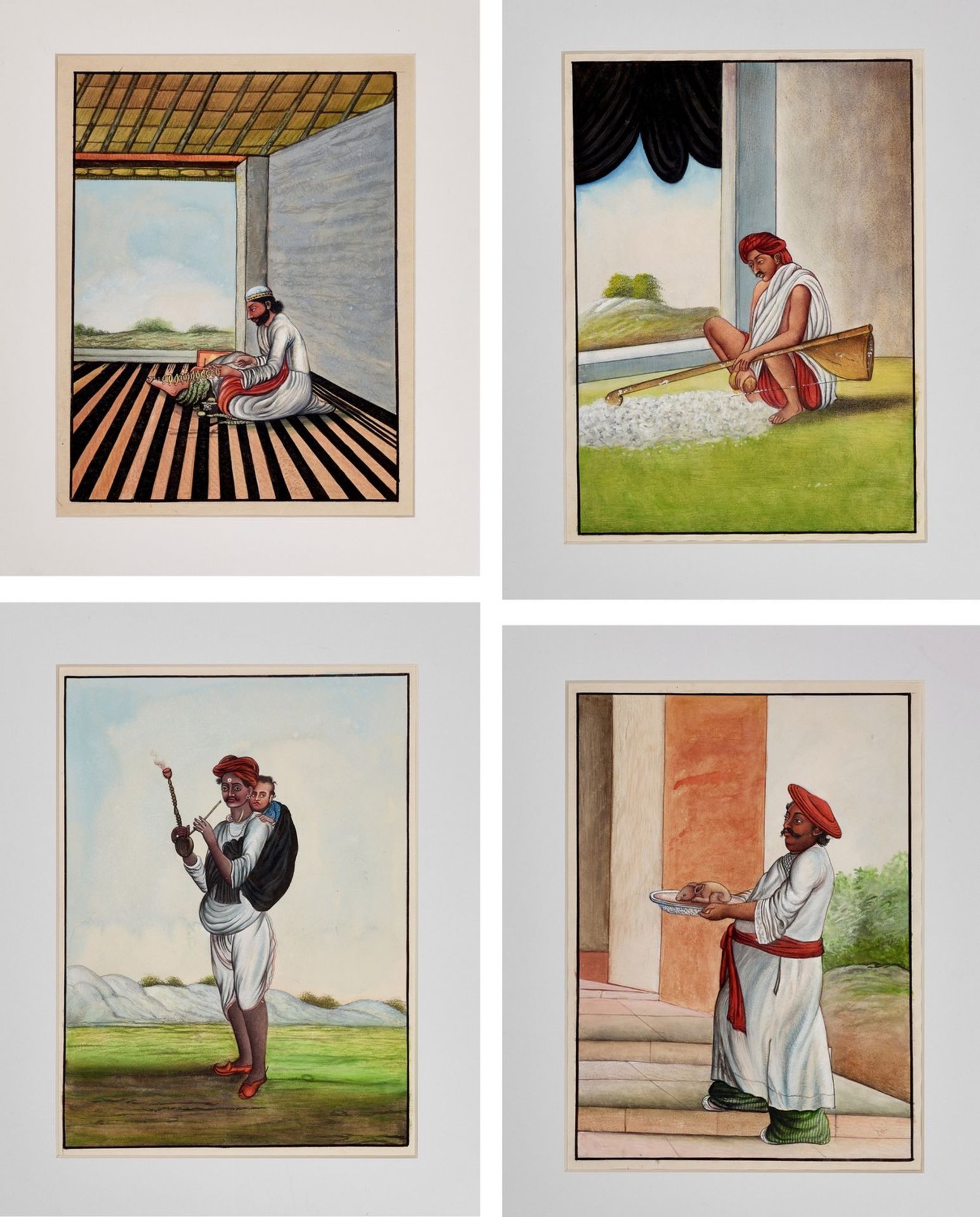 FOUR INDIAN MINIATURE PAINTINGS