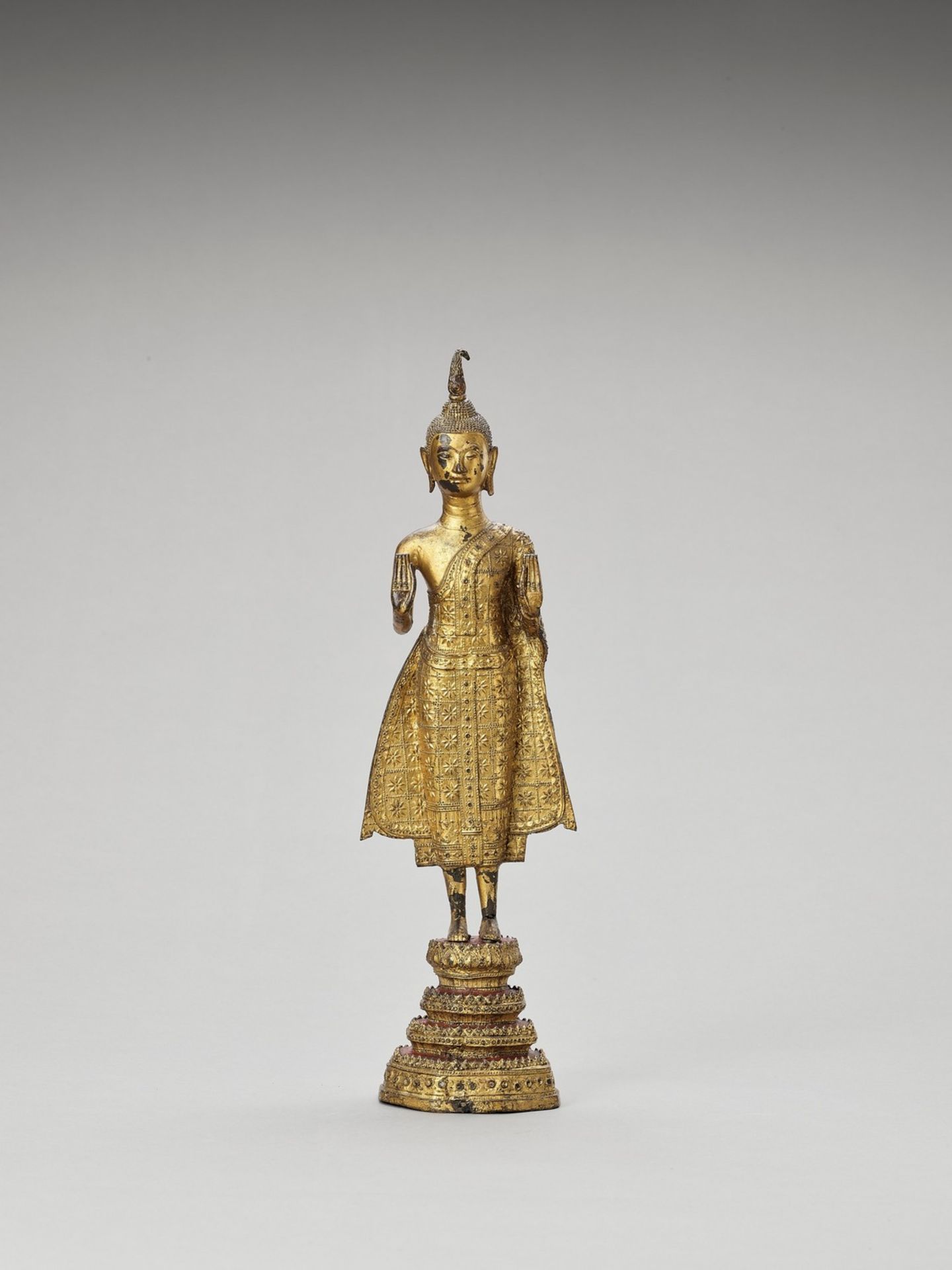 A THAI GILT-LACQUERED BRONZE OF BUDDHA, RATTANAKOSIN