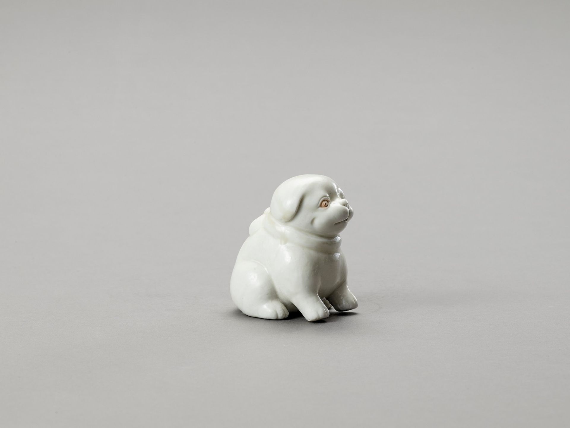 A WHITE HIRADO PORCELAIN FIGURE OF A PUPPY - Image 3 of 6