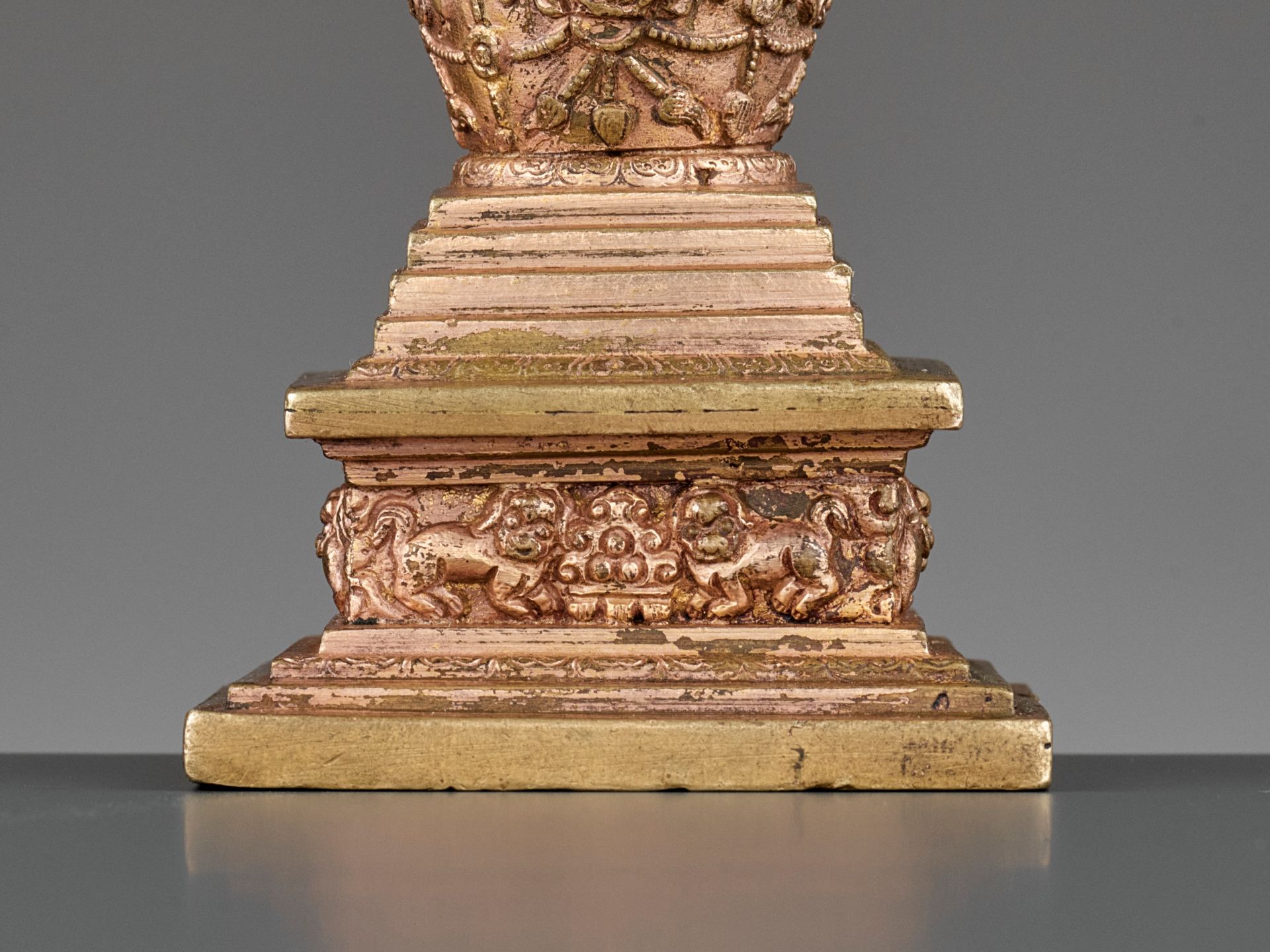 A GILT-BRONZE AND CLOISONNE ENAMEL STUPA, QIANLONG - Image 10 of 11