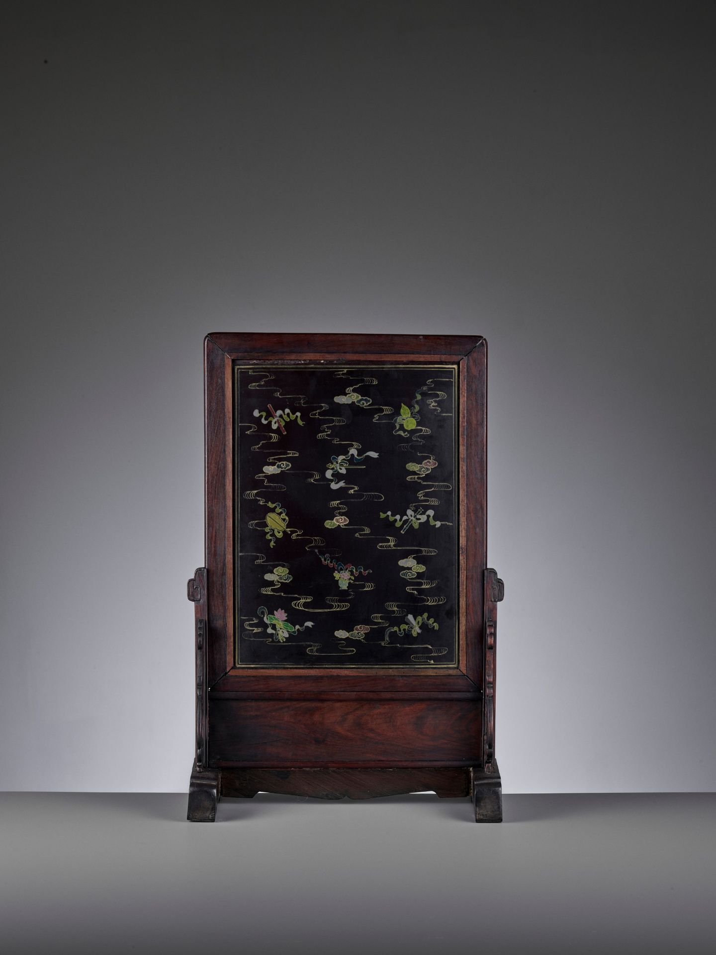 A HARDSTONE AND JADE-INLAID ZITAN TABLE SCREEN, QING - Bild 4 aus 10