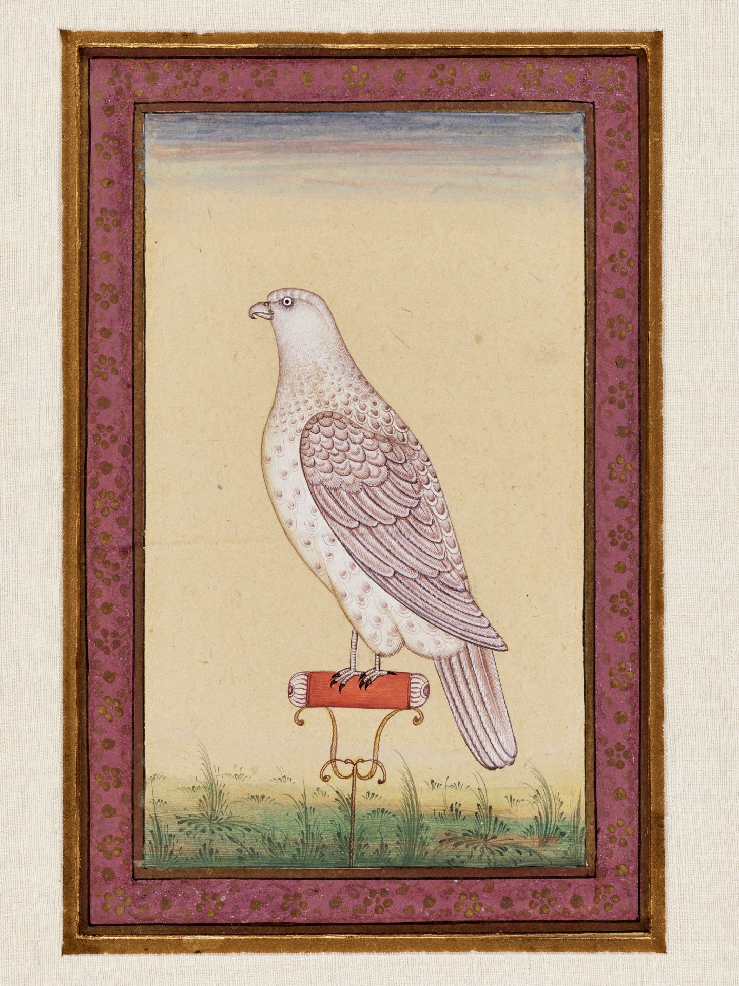 A PAIR OF INDIAN MINIATURE PAINTINGS OF FALCONS - Image 2 of 6