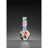 A FIVE-COLOR OVERLAY GLASS 'CHILONG' BOTTLE VASE, QIANLONG MARK AND PERIOD