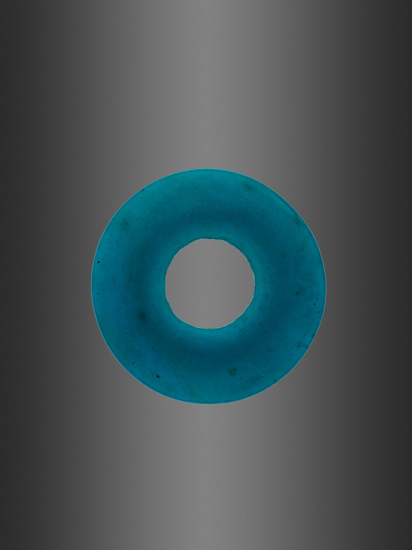 AN AQUAMARINE GREEN GLASS BI DISK, HAN DYNASTY - Image 3 of 8