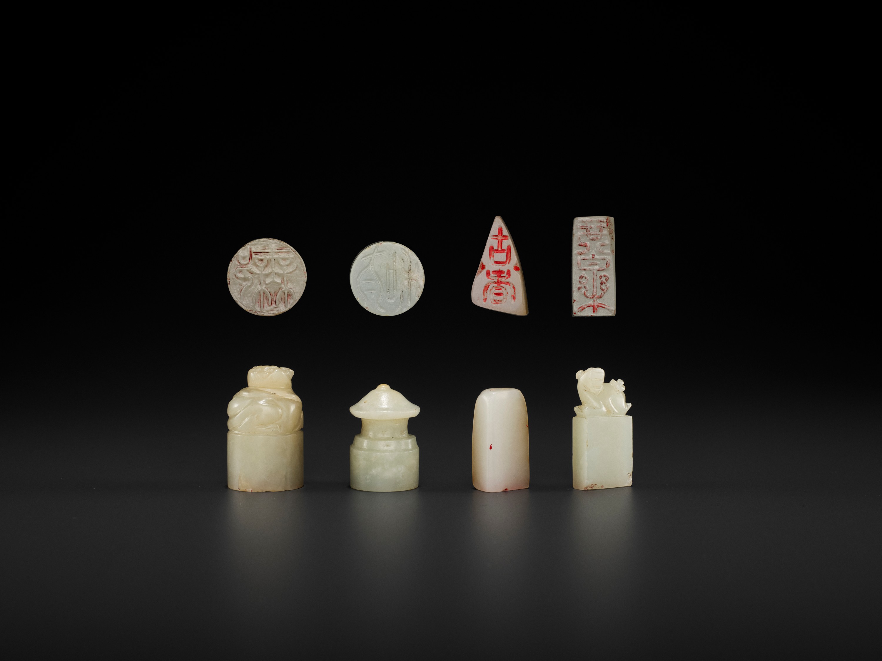 FOUR JADE SEALS, ONE WITH 'SUPREME HARMONY', MID-QING TO REPUBLIC