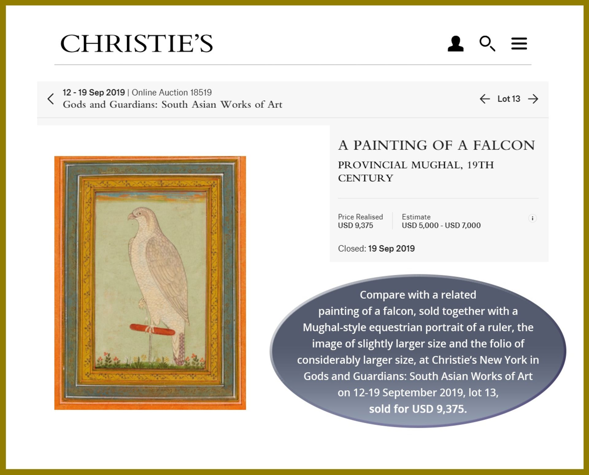 A PAIR OF INDIAN MINIATURE PAINTINGS OF FALCONS - Image 5 of 6