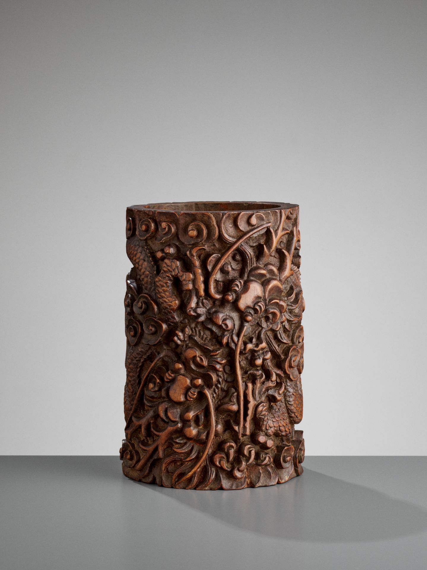 A BAMBOO 'DRAGON' BRUSH POT, BITONG, QING