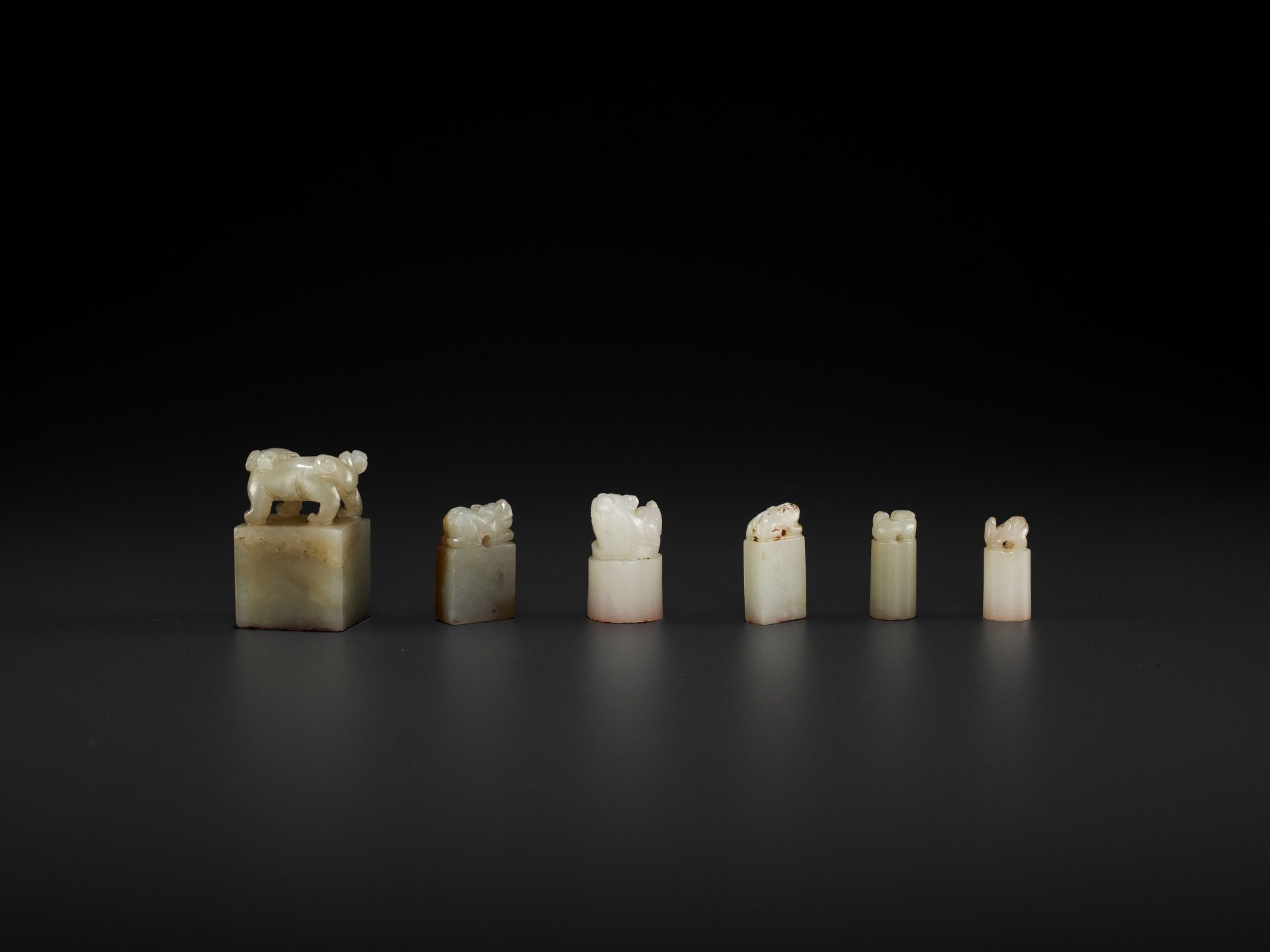 SIX JADE 'BUDDHIST LION' SEALS, MID-QING TO REPUBLIC - Image 3 of 11