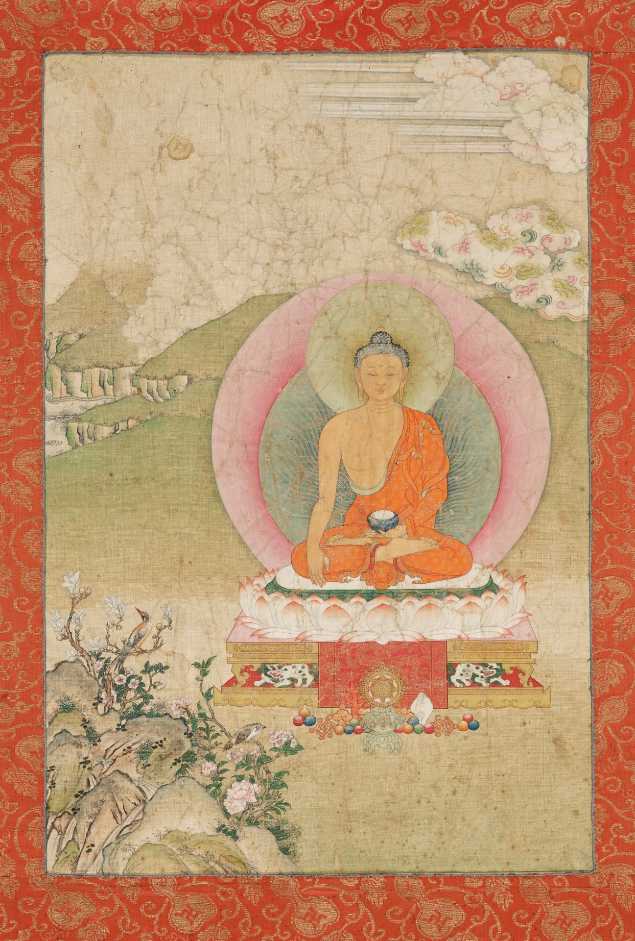 A THANGKA OF BUDDHA SHAKYAMUNI, 18TH-19TH CENTURY