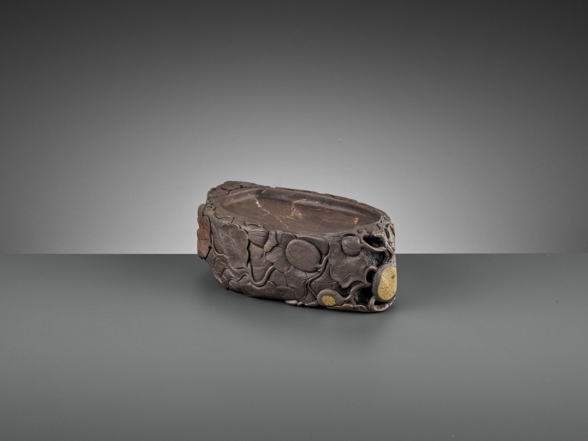 A MASSIVE CARVED 'MELON' DUAN INKSTONE, EARLY QING - Image 10 of 13