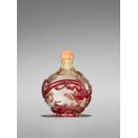 AN IMPERIAL 'CHILONG AND LINGZHI' OVERLAY GLASS SNUFF BOTTLE, 18TH CENTURY