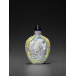 A CANTON ENAMEL 'SCHOLARS AND BOYS' SNUFF BOTTLE, QING DYNASTY