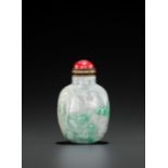 A CARVED JADEITE SNUFF BOTTLE, QING DYNASTY