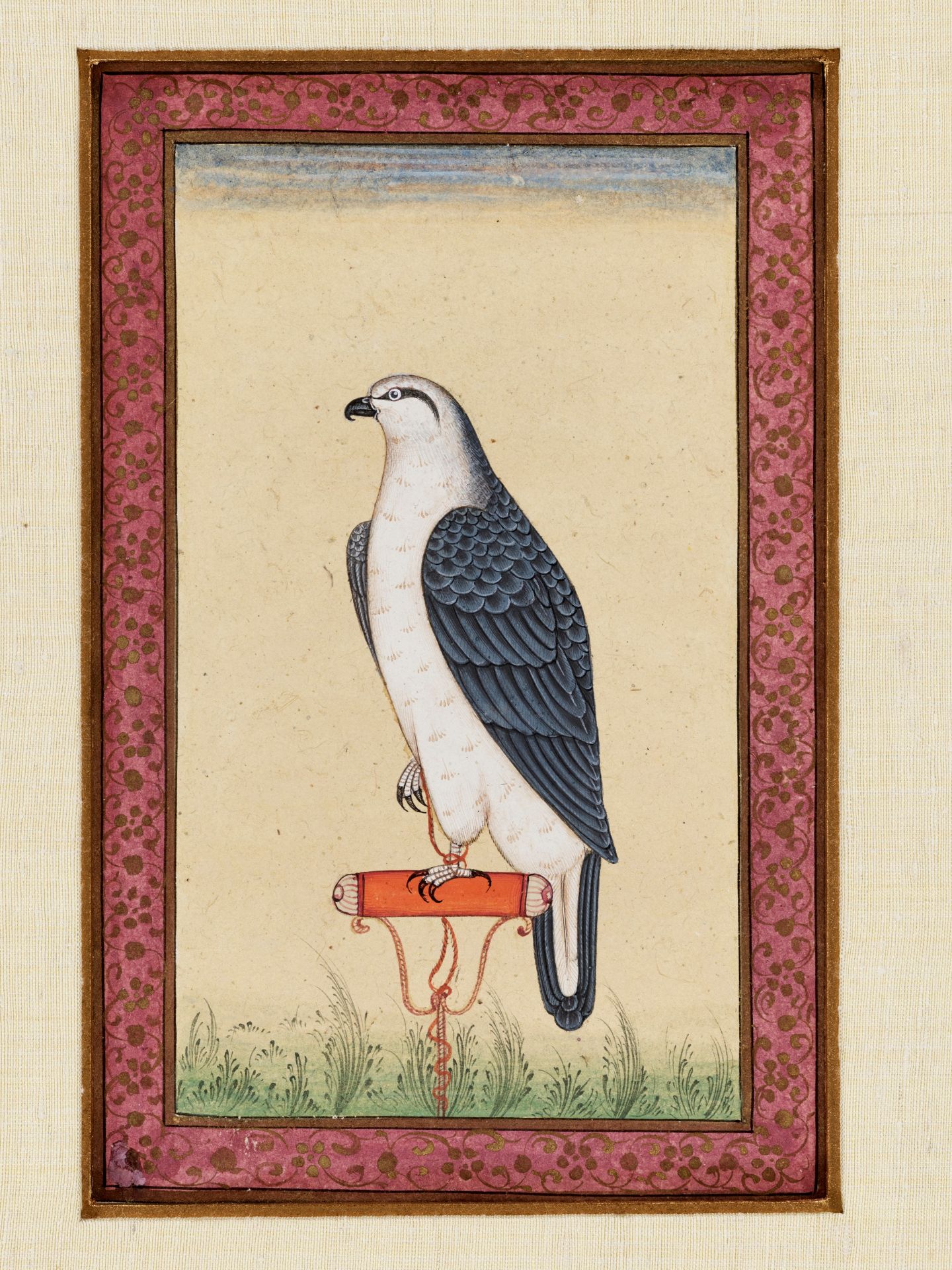 A PAIR OF INDIAN MINIATURE PAINTINGS OF FALCONS - Image 3 of 6