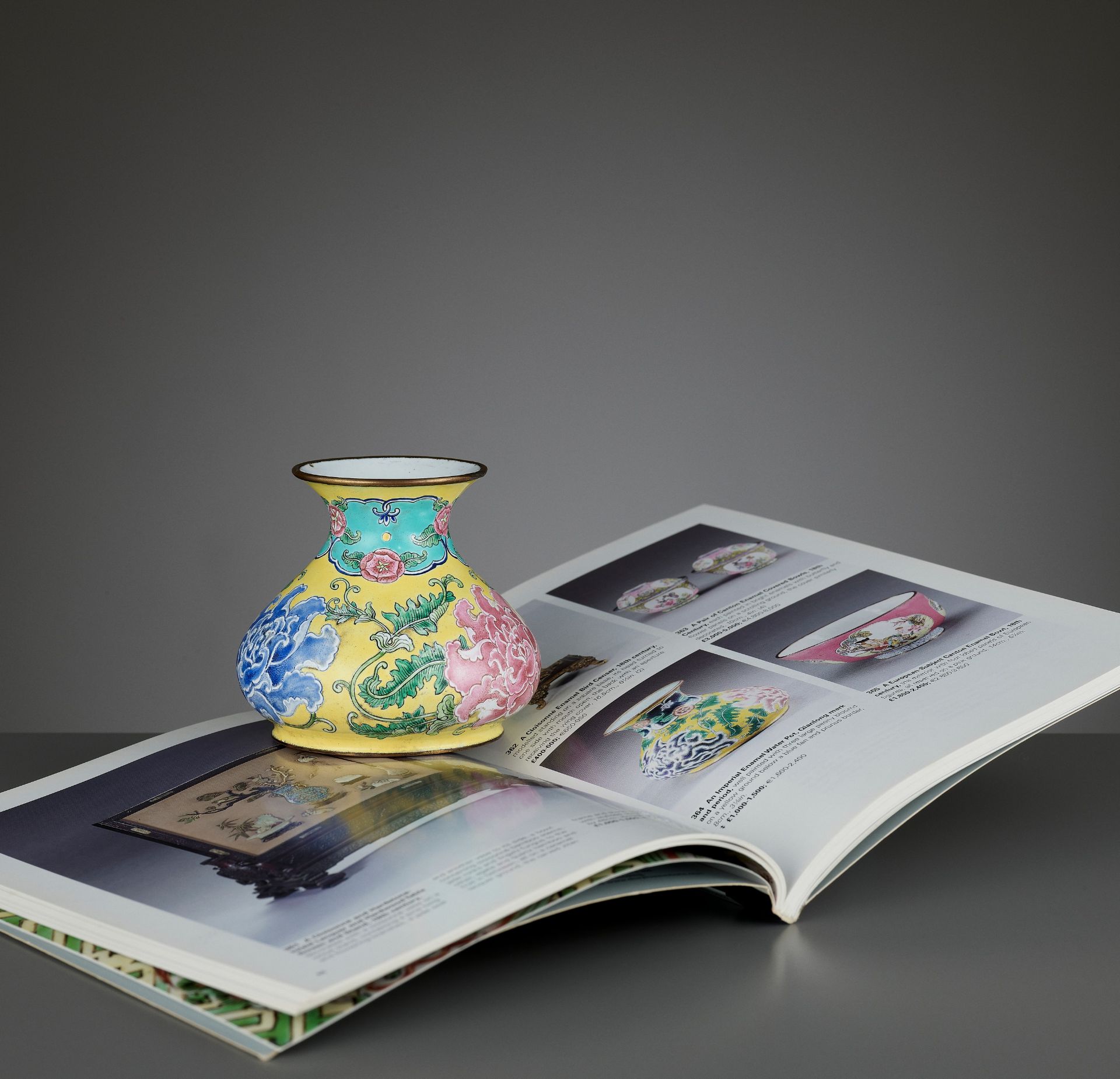 A BEIJING ENAMEL ON COPPER 'PEONIES' WATER POT, QIANLONG MARK AND PERIOD - Image 2 of 11