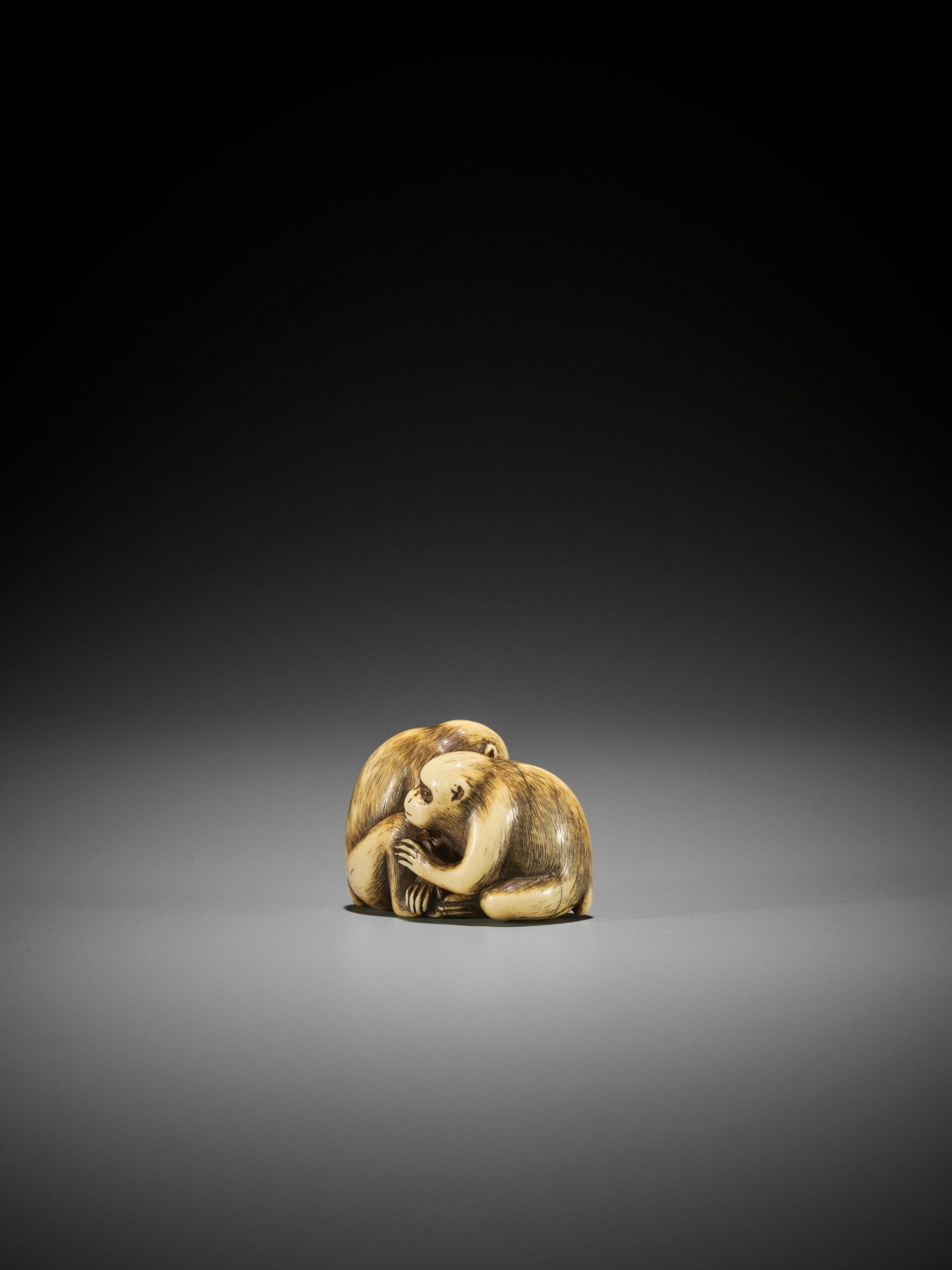 OKAKOTO: A SUPERB IVORY NETSUKE OF TWO MONKEYS - Image 12 of 19