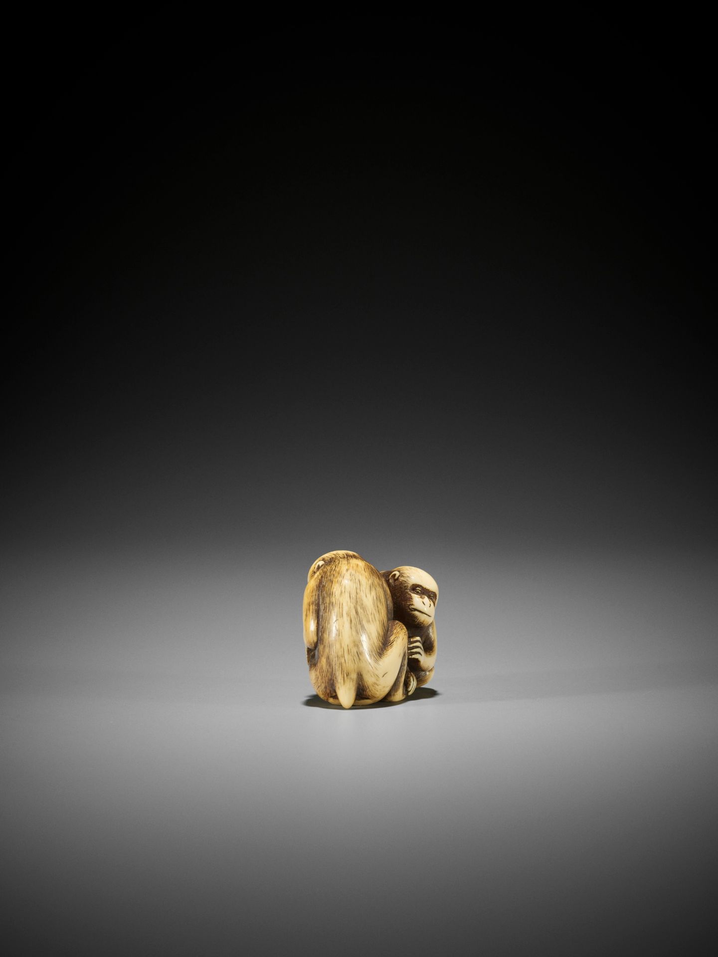 OKAKOTO: A SUPERB IVORY NETSUKE OF TWO MONKEYS - Image 13 of 19