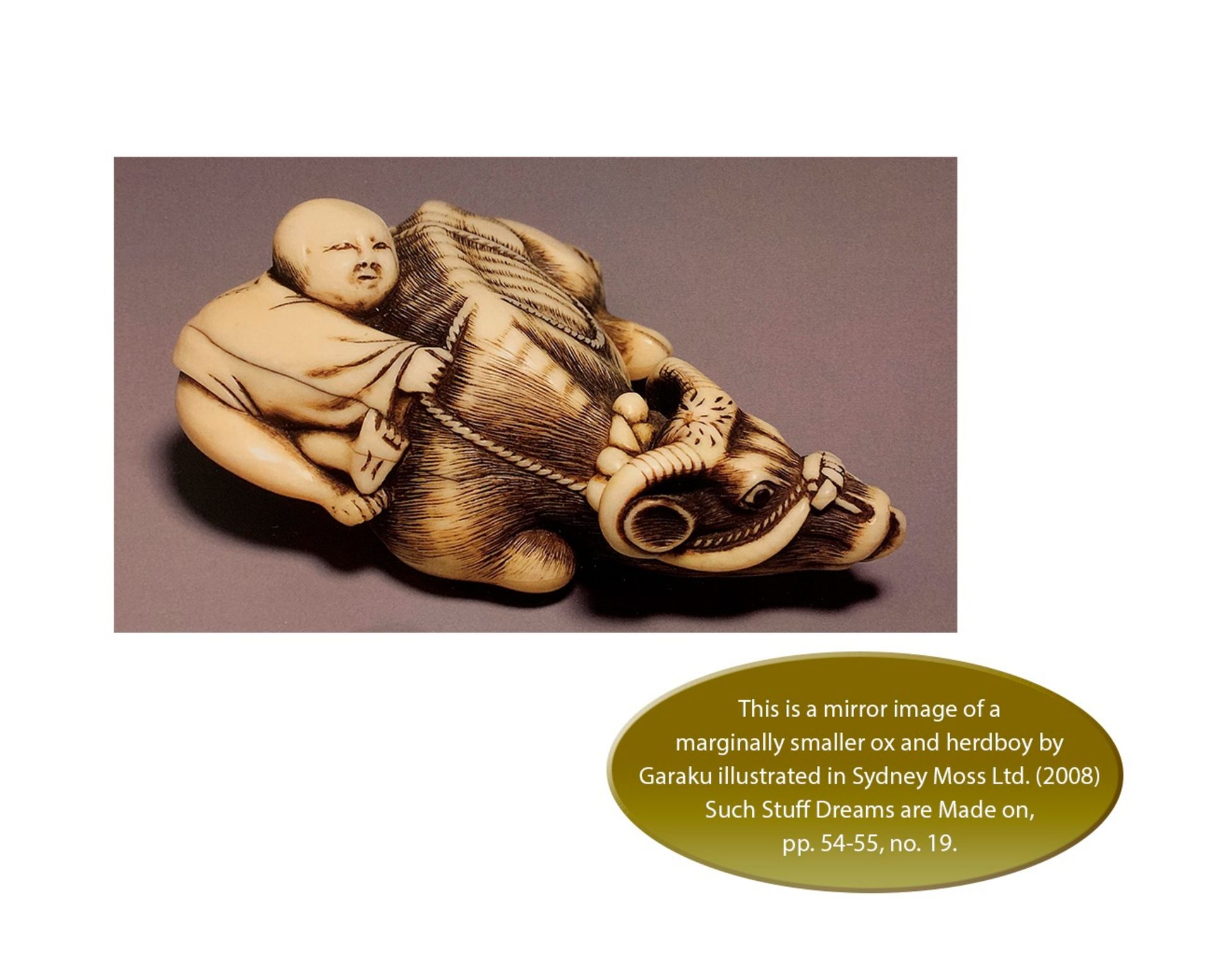 RISUKE GARAKU: AN IVORY NETSUKE OF AN OX AND HERDBOY - Image 10 of 10