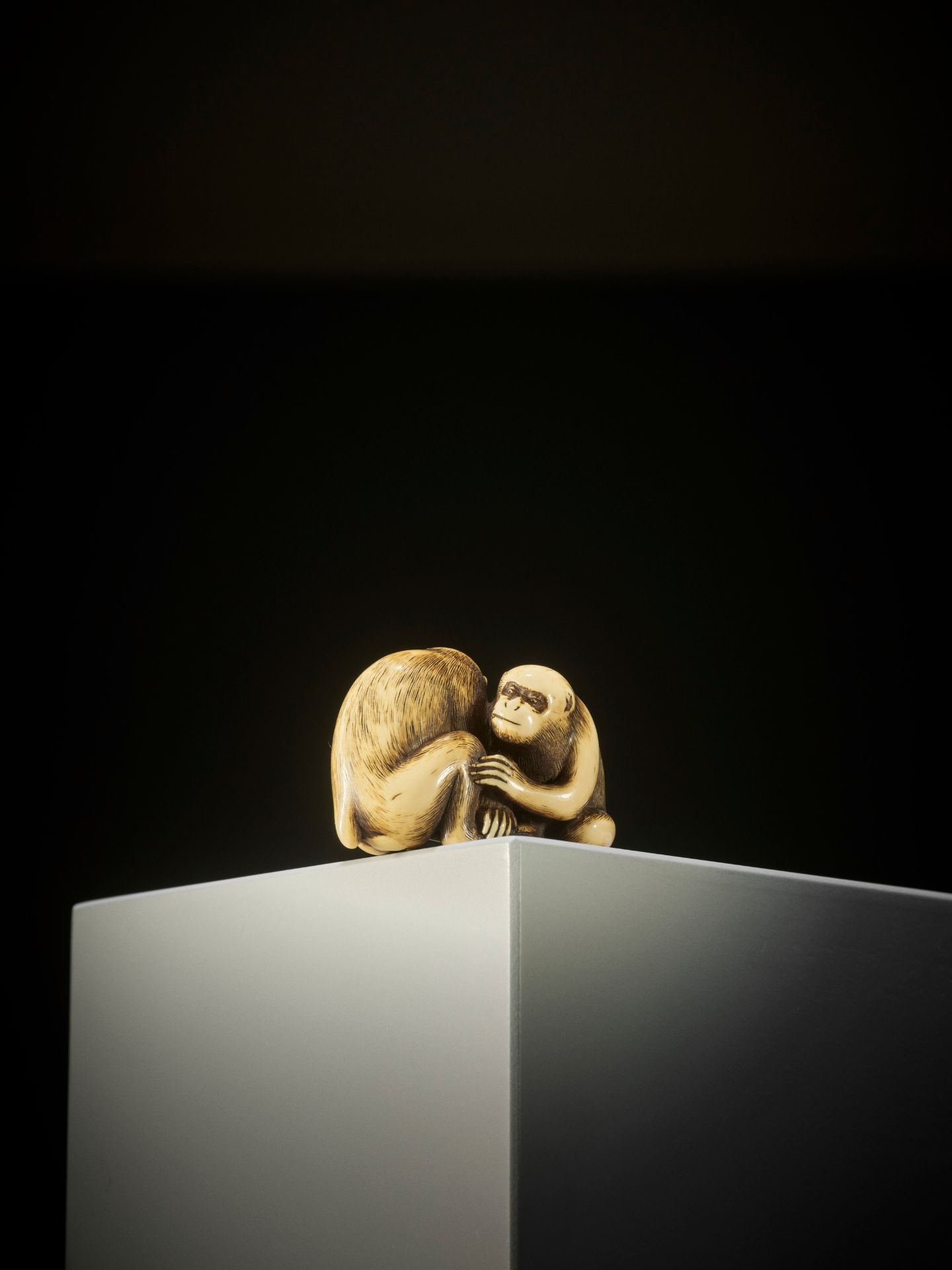 OKAKOTO: A SUPERB IVORY NETSUKE OF TWO MONKEYS - Image 3 of 19