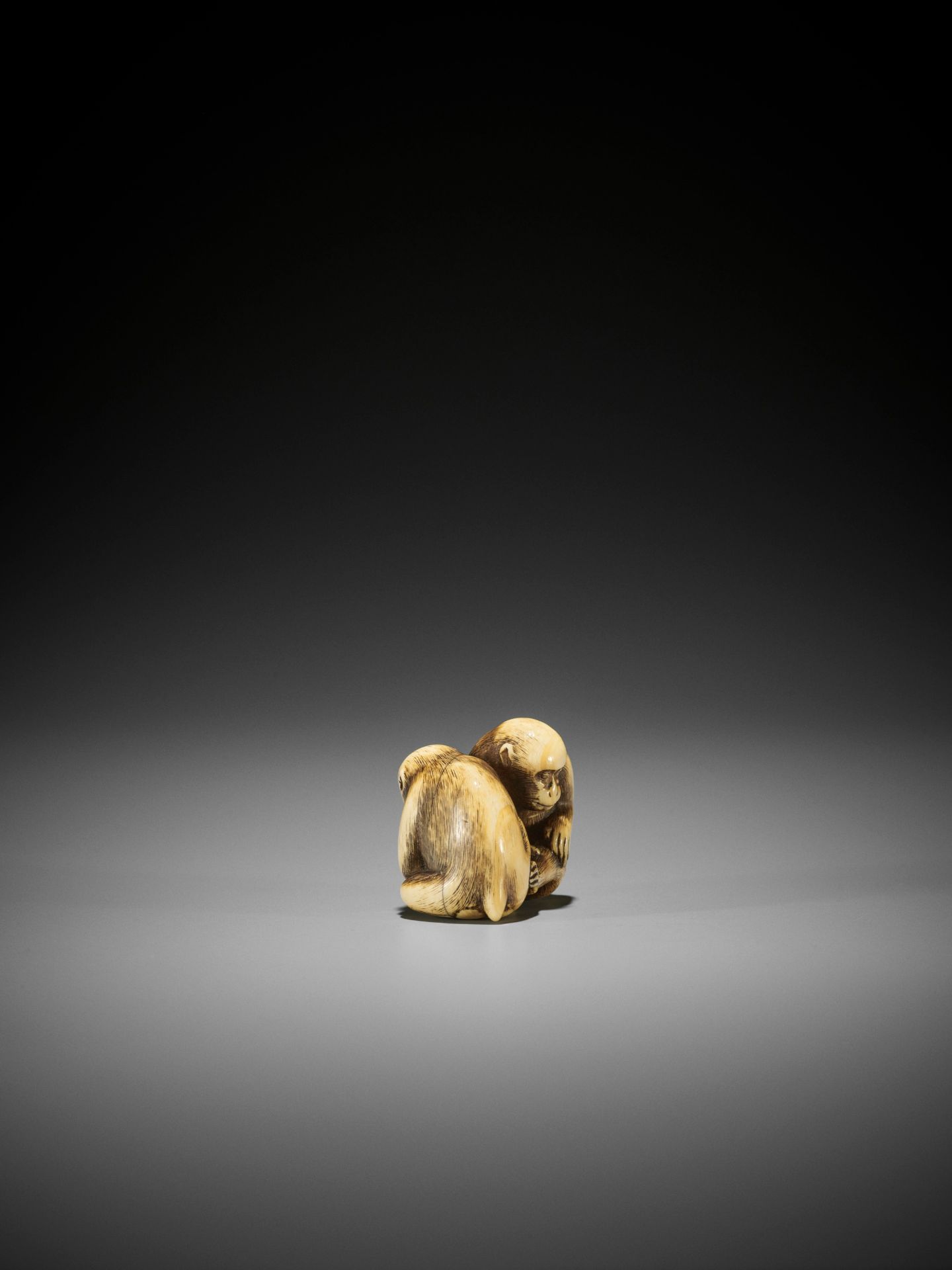 OKAKOTO: A SUPERB IVORY NETSUKE OF TWO MONKEYS - Image 8 of 19