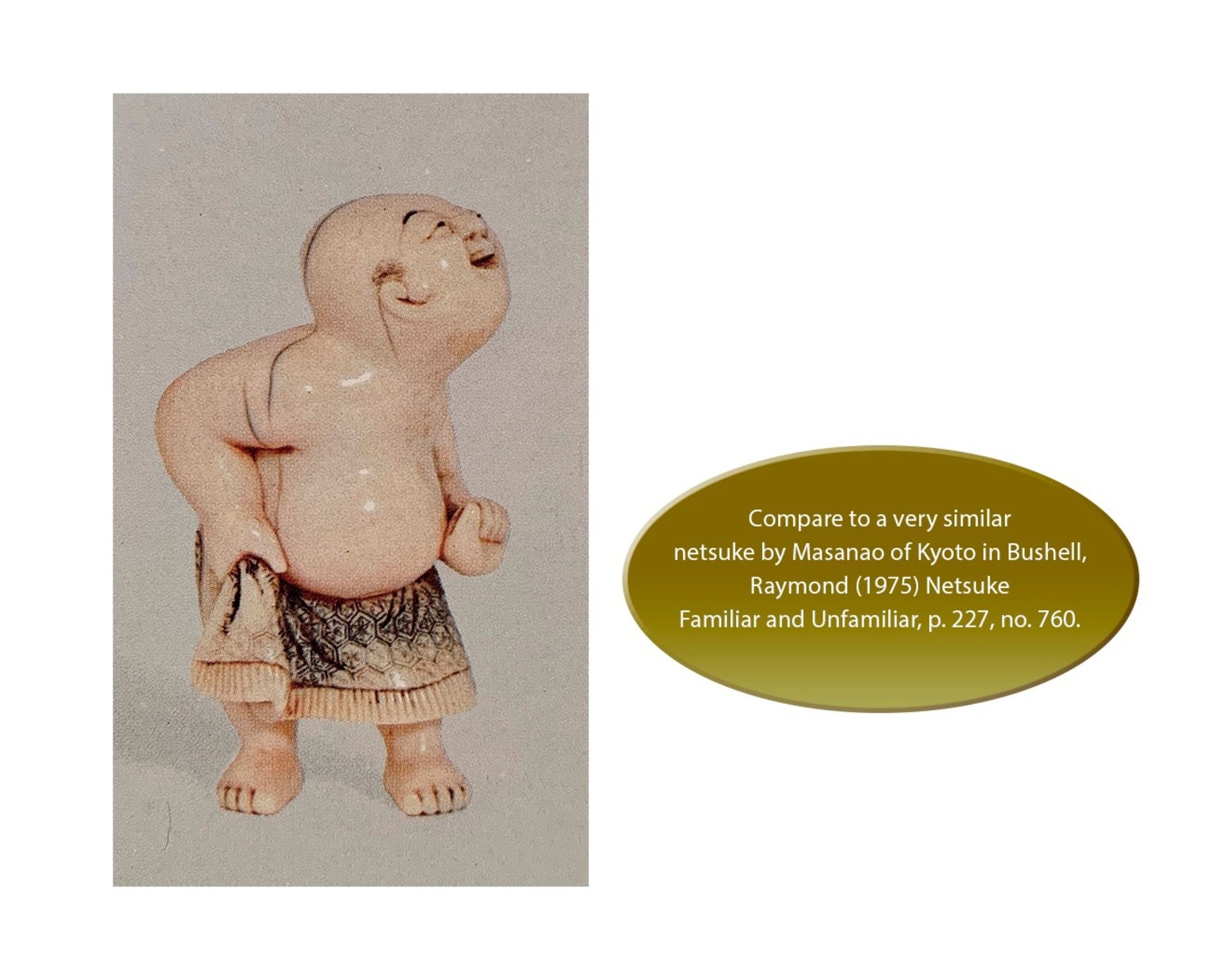 A RARE AND CHARMING IVORY NETSUKE OF A YOUNG SUMO WRESTLER - Image 9 of 10