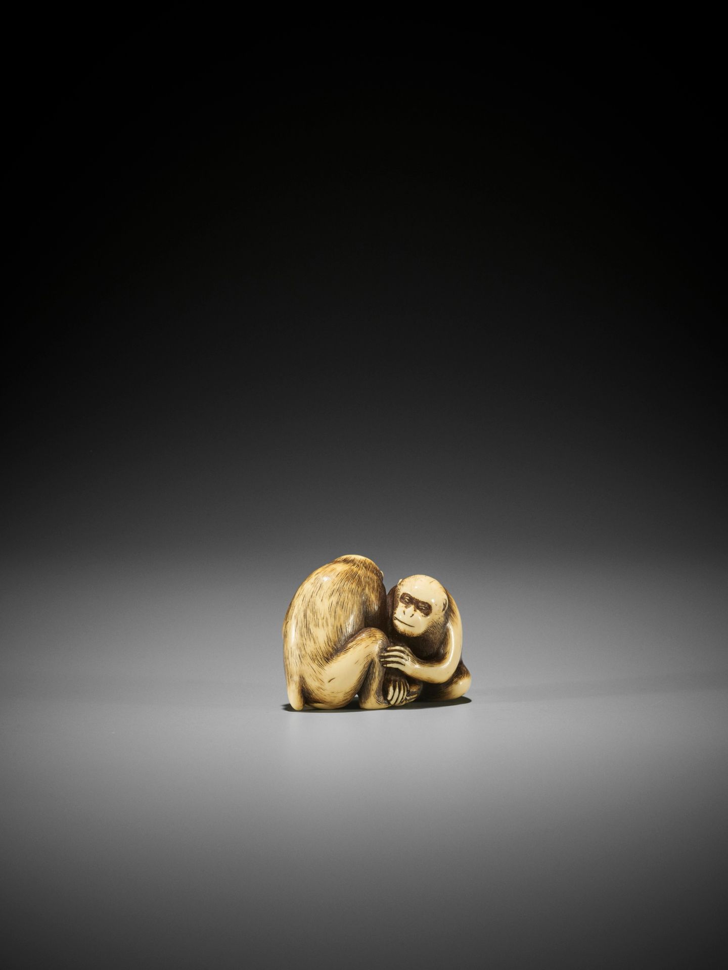 OKAKOTO: A SUPERB IVORY NETSUKE OF TWO MONKEYS - Image 9 of 19