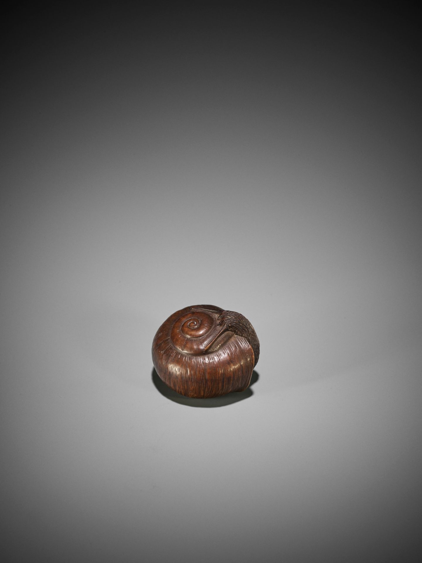 A NAGOYA SCHOOL WOOD NETSUKE OF A SNAIL - Image 3 of 7