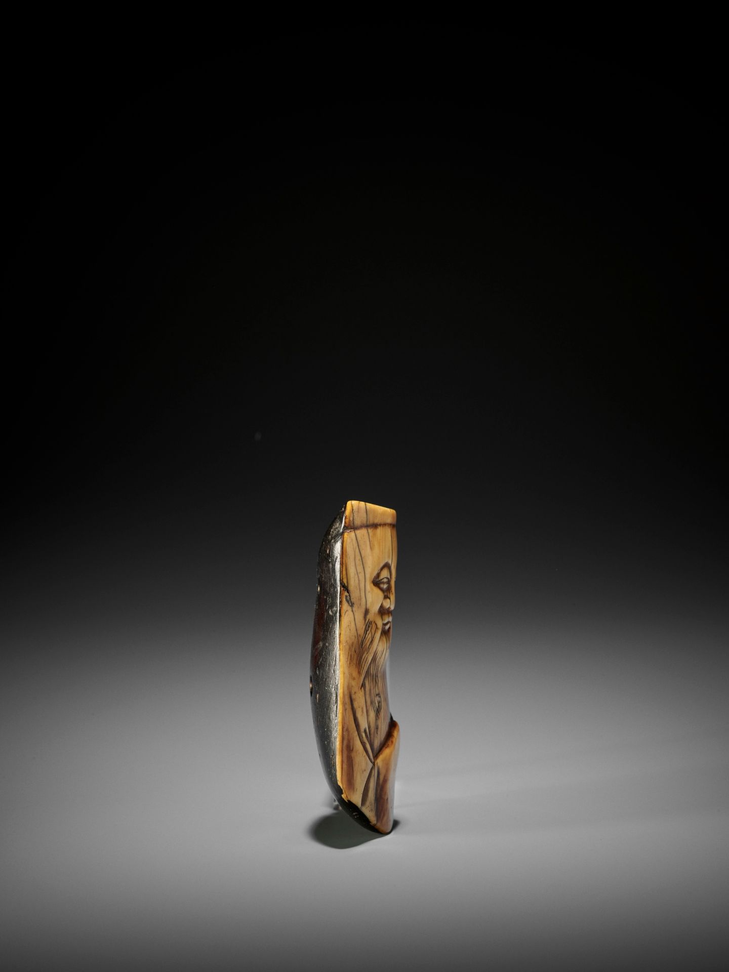 AN IVORY FRAGMENT OF A CHINESE SAGE RE-PURPOSED AS A NETSUKE - Image 5 of 8