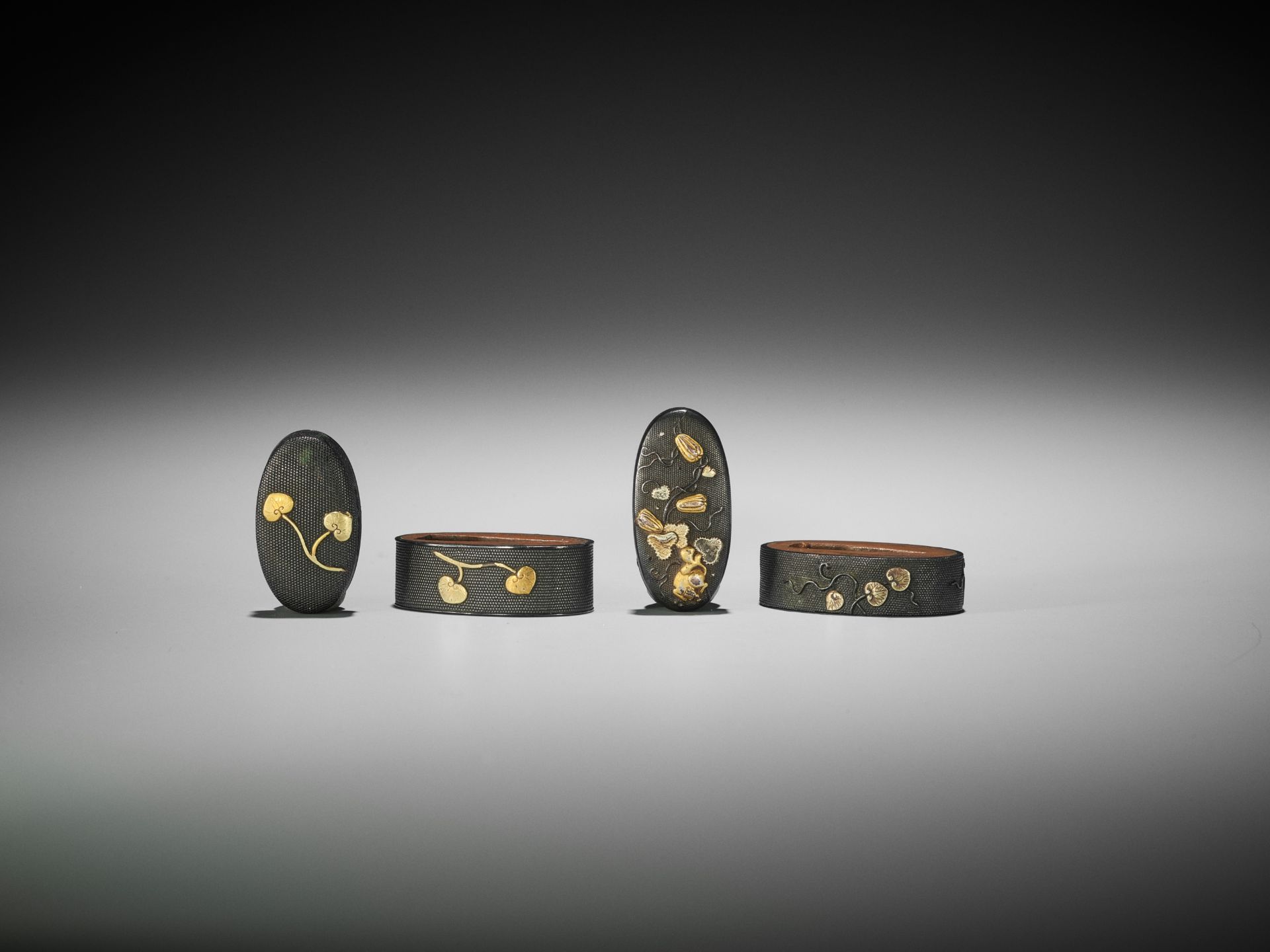 TWO FUCHI AND KASHIRA WITH AOI LEAVES - Image 2 of 4