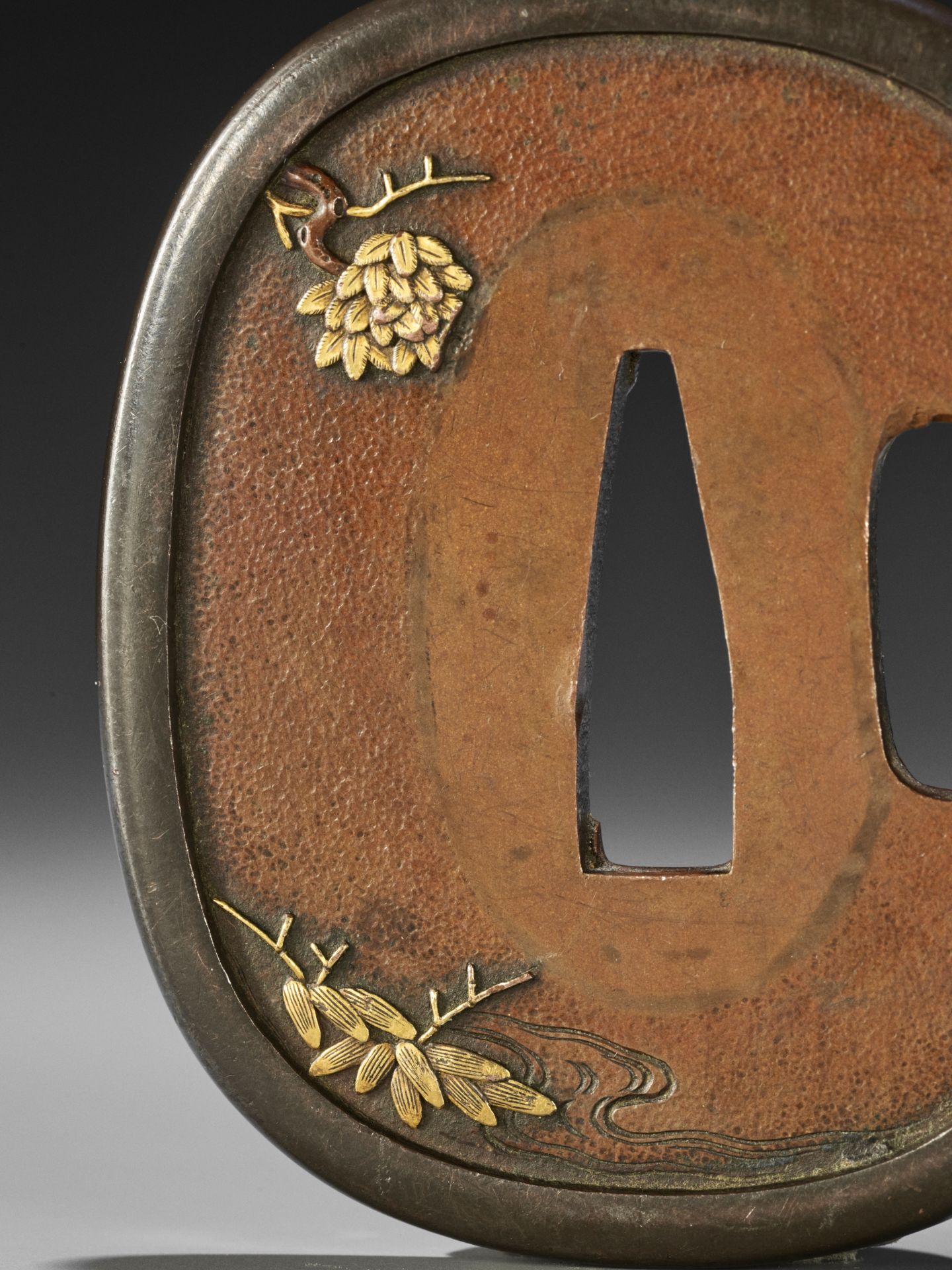 A COPPER AND SHIBUICHI TSUBA WITH OWL IN TREE - Image 4 of 4