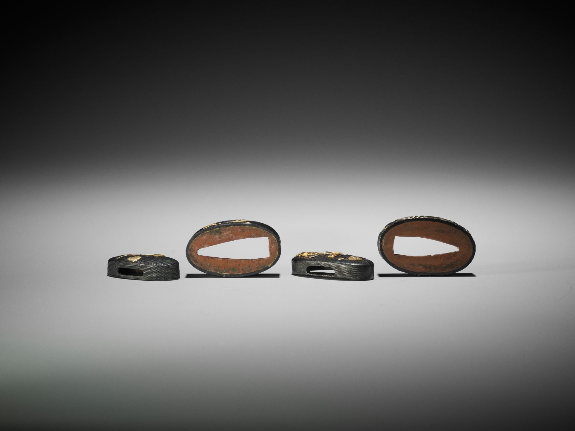 TWO FUCHI AND KASHIRA WITH AOI LEAVES - Image 4 of 4