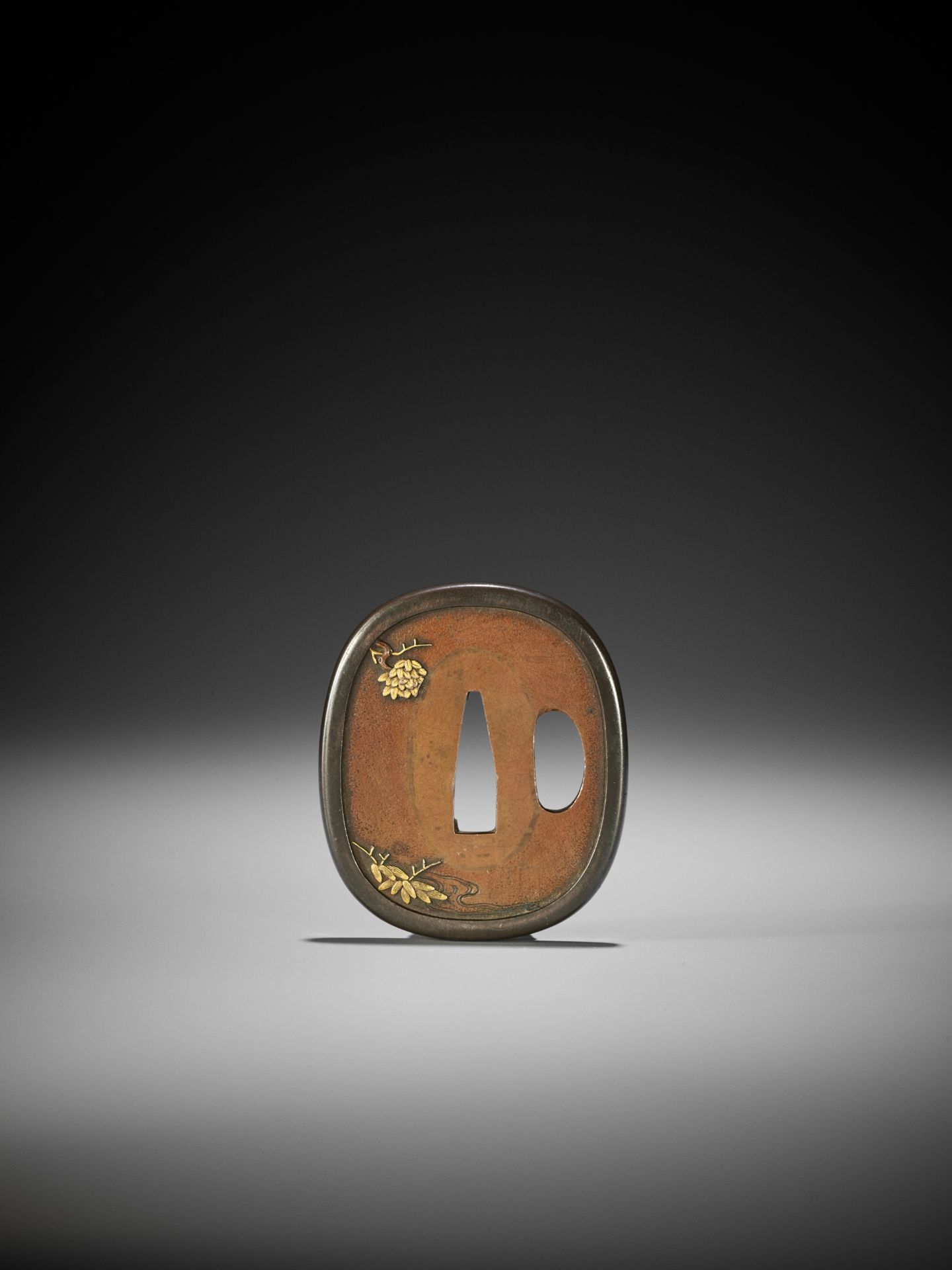 A COPPER AND SHIBUICHI TSUBA WITH OWL IN TREE - Image 3 of 4