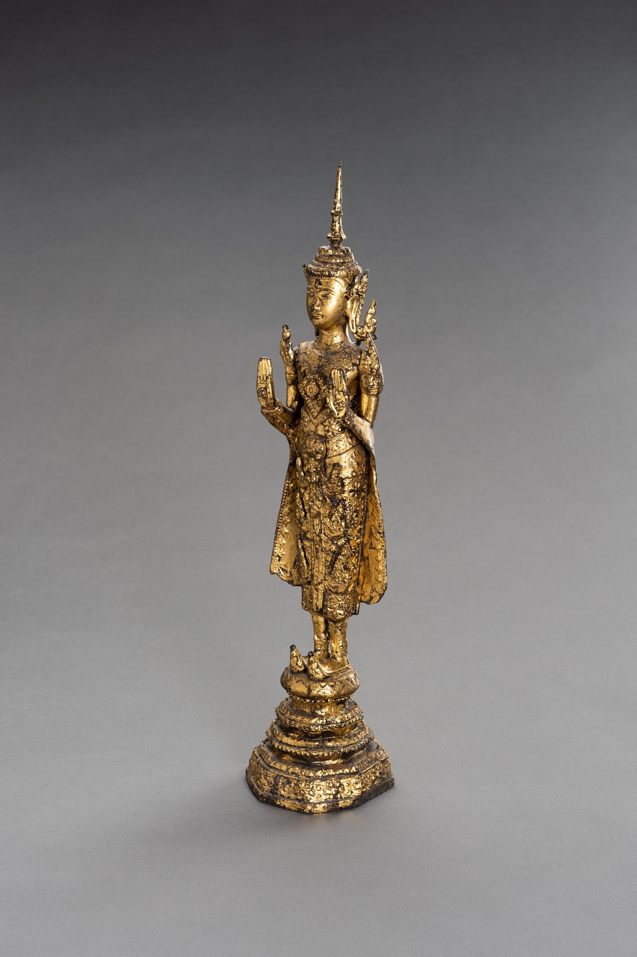 A BRONZE FIGURE OF A STANDING BUDDHA, RATTANAKOSIN