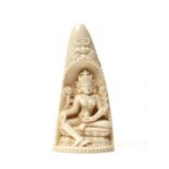 AN INDIAN IVORY TUSK CARVING OF PADMAPANI, 20TH CENTURY