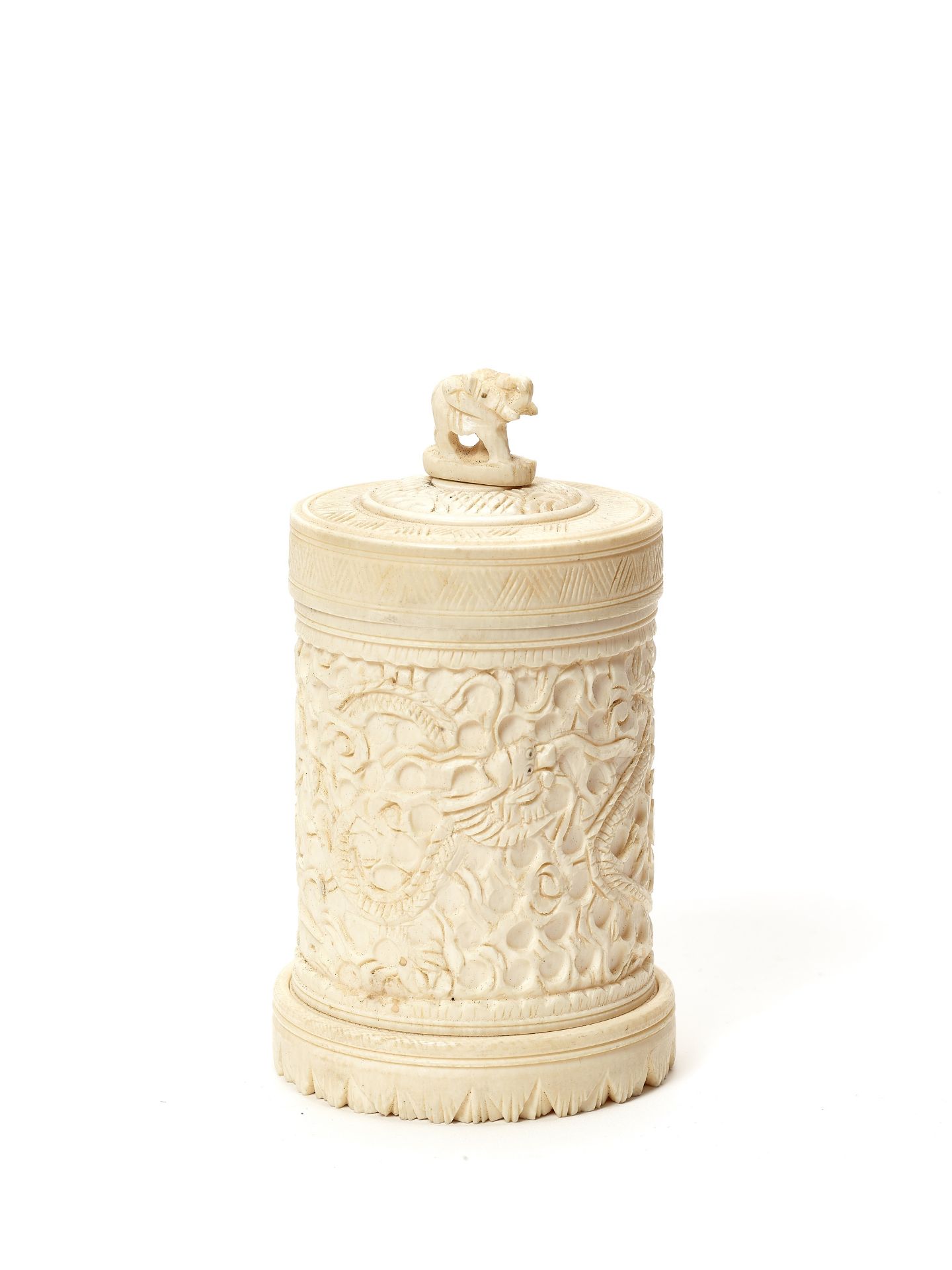 AN INDIAN IVORY BOX AND COVER, C. 1880