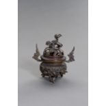 A CHINESE MINATURE BRONZE TRIPOD CENSER