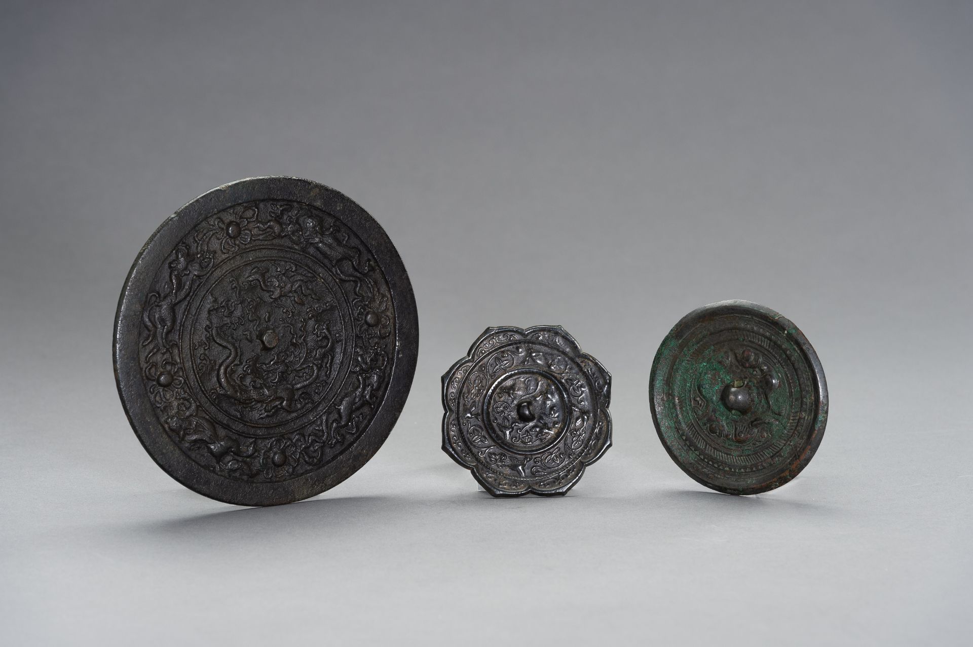 THREE TANG STYLE BRONZE MIRRORS - Image 2 of 6