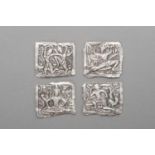 FOUR SILVER REPOUSSE VOTIVE PLAQUES