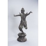 A VERY LARGE BRONZE OF A SIAM DANCER