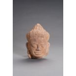 A KHMER SANDSTONE HEAD OF BUDDHA