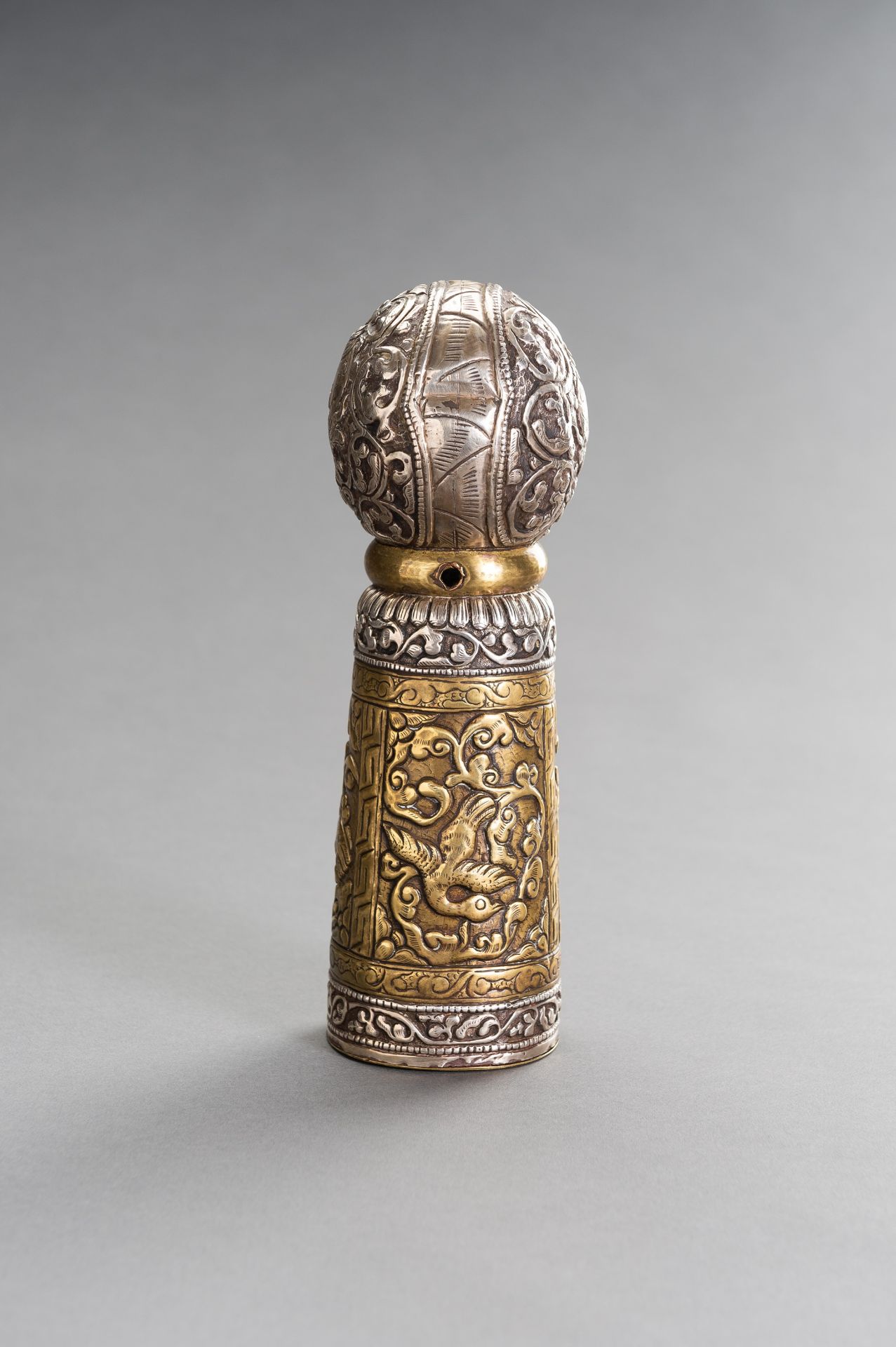 A VERY LARGE SILVER AND BRASS REPOUSSE SEAL - Image 2 of 10