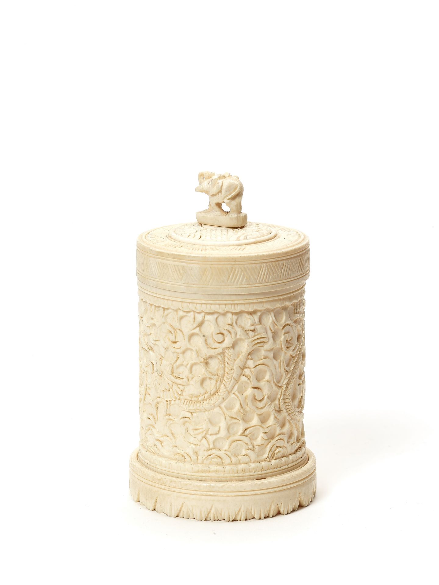 AN INDIAN IVORY BOX AND COVER, C. 1880 - Image 4 of 5