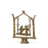 A BASTAR BRONZE OF GODDESSES ON A SWING