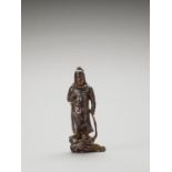 A GILT AND LACQUERED WOOD FIGURE OF A HEAVENLY KING, MING