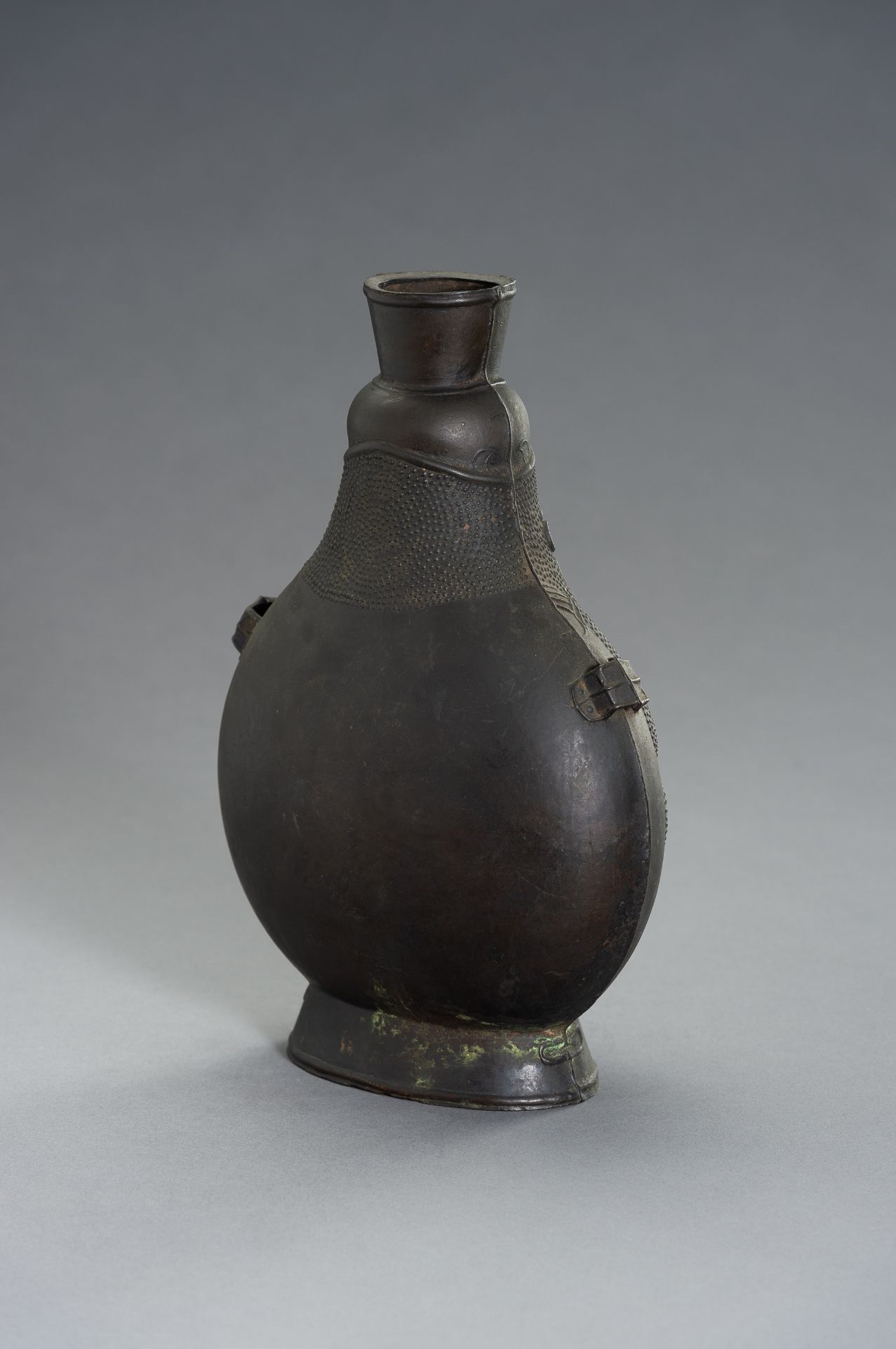 A REMARKABLE BRONZE TOAD FLASK - Image 10 of 13