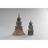 A LOT WITH TWO BRONZE BUDDHA FIGURES, 19TH CENTURY