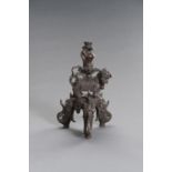 A FIGURAL CHINESE BRONZE LAMP STAND