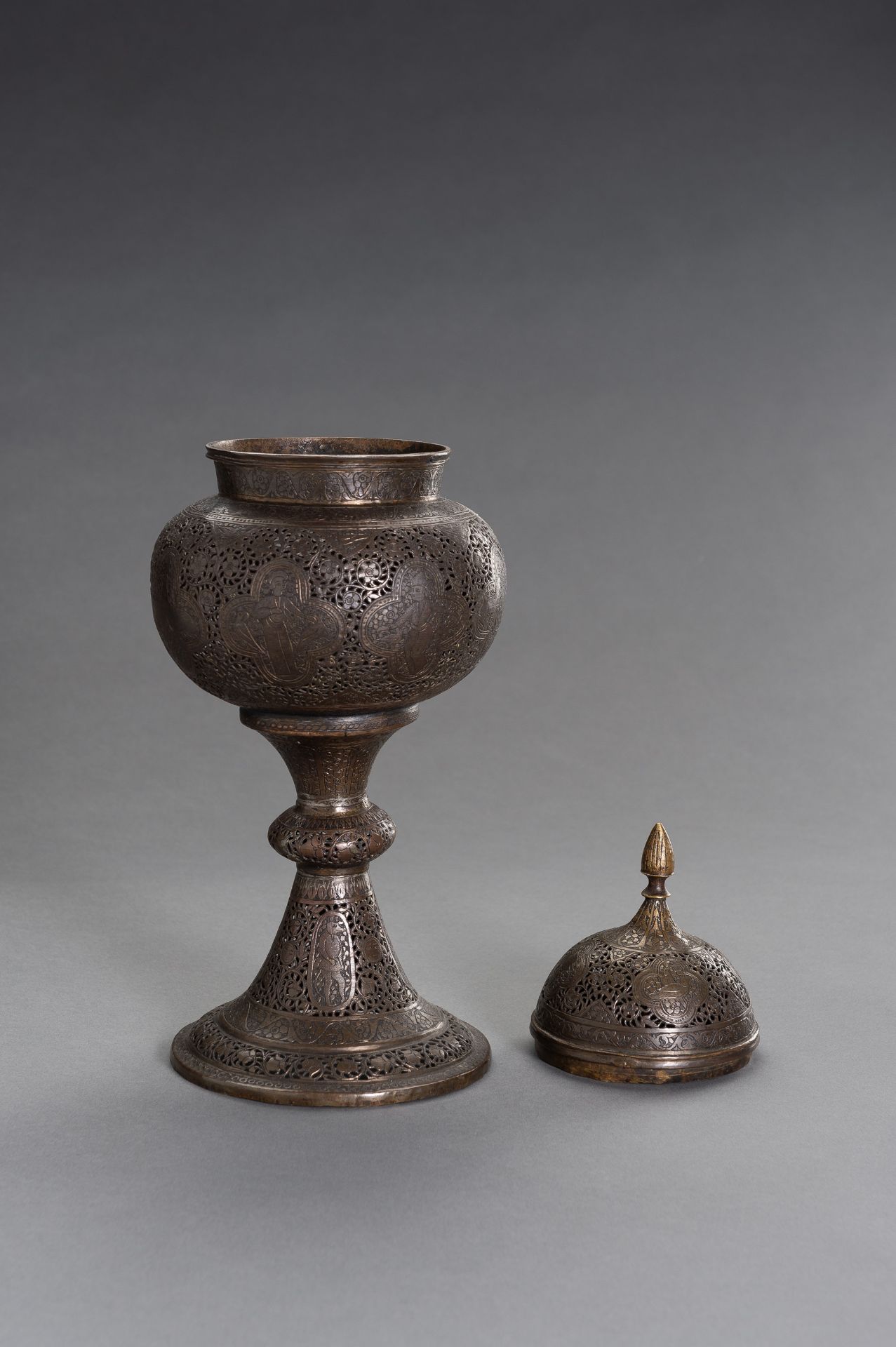 A LARGE INDO-PERSIAN METAL INCENSE BURNER - Image 6 of 9